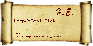 Horpácsi Elek névjegykártya